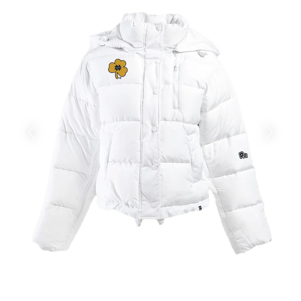 Hype and Vice Notre Dame Puffer Jacket with Embroidered Details